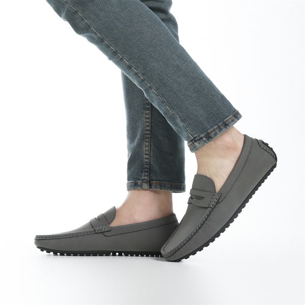Men's Classic Moc Toe Suede Penny Loafers - DARK GREY - 7